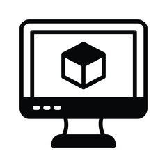Premium glyph icon showing digital modelling process