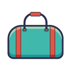 Simple teal duffel bag vector illustration for travel and sport activities