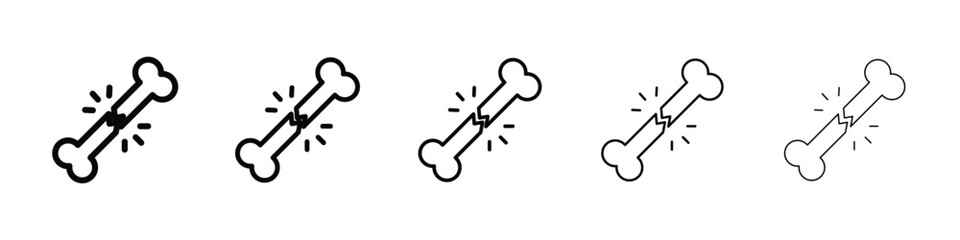 Bone break icon logo in stroke lines collection