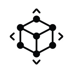 Modern glyph icon showing a creative 3d model