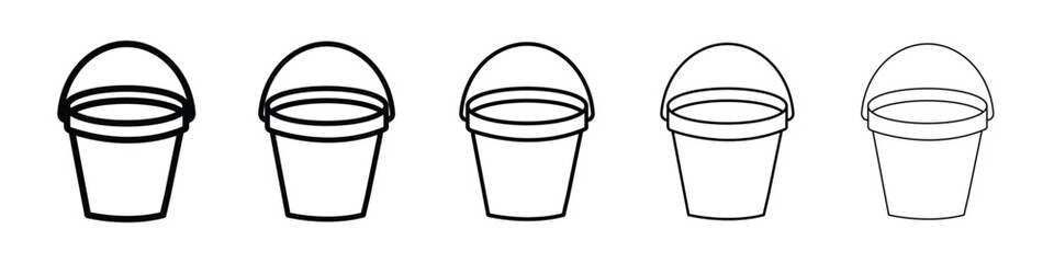 Bucket icon logo in stroke lines collection