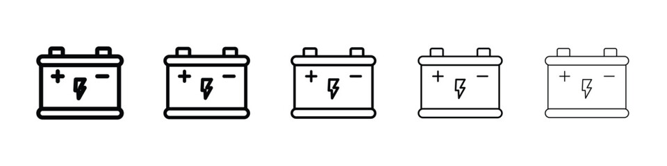 Car battery icon logo in stroke lines collection