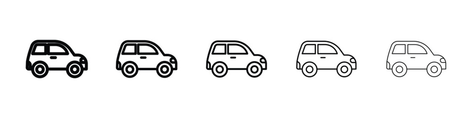 Car icon logo in stroke lines collection