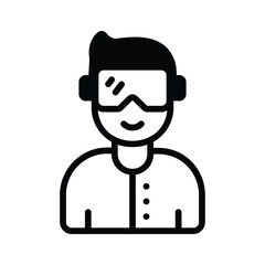 A customizable glyph icon of vr person avatar