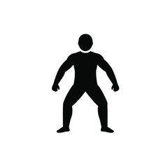 Black Silhouette Vector Icon Wide Stance Human Figure