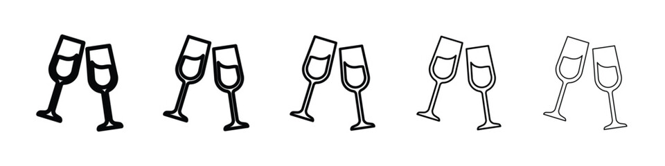 Champagne Glass icon logo in stroke lines collection