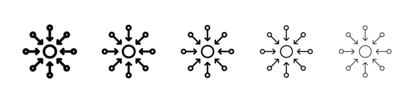 Centralized icon logo in stroke lines collection