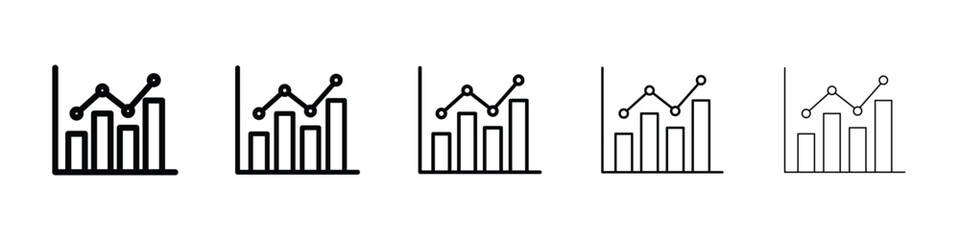 Chart histogram icon logo in stroke lines collection