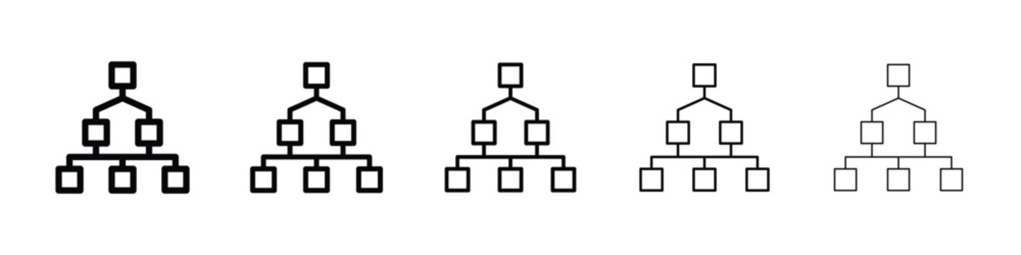 Chart tree icon logo in stroke lines collection