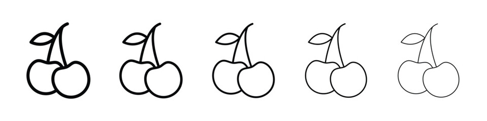 Cherry icon logo in stroke lines collection