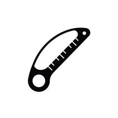 Black Curved Ruler Icon with Measurement Marks and Holes