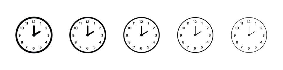 Clock face icon logo in stroke lines collection