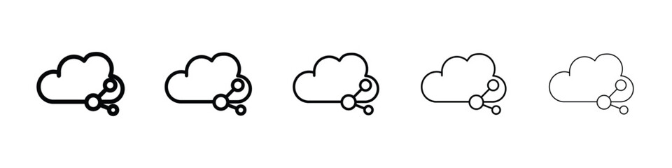 Cloud share icon logo in stroke lines collection