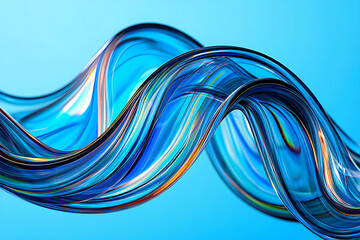 Naklejka premium Vibrant Blue and Orange Abstract Waves on Gradient Background