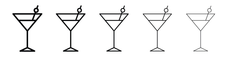 Cocktail icon logo in stroke lines collection