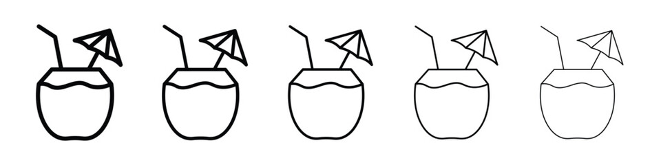 Coconut drink icon logo in stroke lines collection