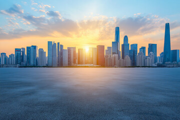 Modern cityscape and clear asphalt road image, perfect for traffic, transit, or smart city design themes