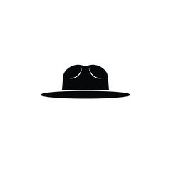 Black Fedora Hat Icon Simple Silhouette Design vector