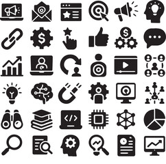Vector Illustration of Business, Marketing, and Technology Icons