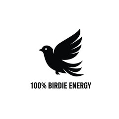 Black Bird Silhouette Vector Icon 100 Birdie Energy White Background