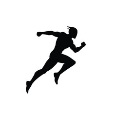 Black Silhouette Vector Athlete Running Jump
