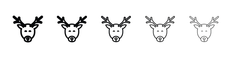 Deer rudolph icon logo in stroke lines collection