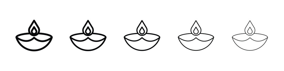 Fototapeta premium Diya icon logo in stroke lines collection