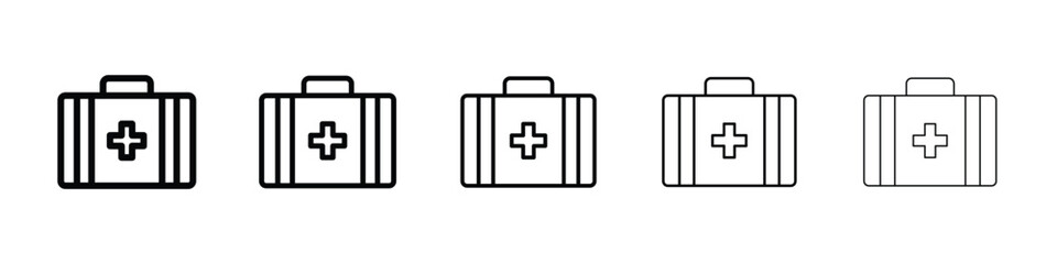 Doctor bag icon logo in stroke lines collection