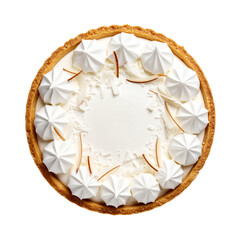 Delicious coconut cream pie with meringue, perfect for food blogs, recipe books, dessert menus, and culinary websites to showcase.