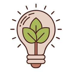 Eco-friendly light bulb illustration with green leaves inside  