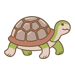 Obraz premium Cartoon turtle walking with colorful shell on white background 