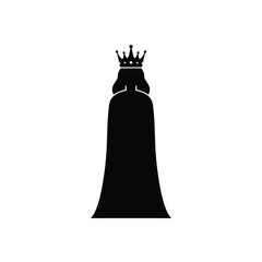 Black Silhouette Queen Crown Robe Vector Icon