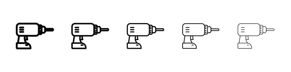 Drill icon logo in stroke lines collection