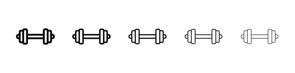 Dumbbell icon logo in stroke lines collection
