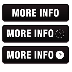 black more info buttons with arrow design for website navigation, isolated on white background