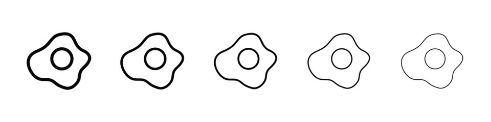Egg fried icon logo in stroke lines collection