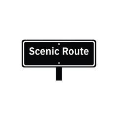 Black Scenic Route Sign Vector Illustration White Background