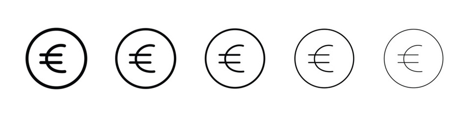 Euro icon logo in stroke lines collection