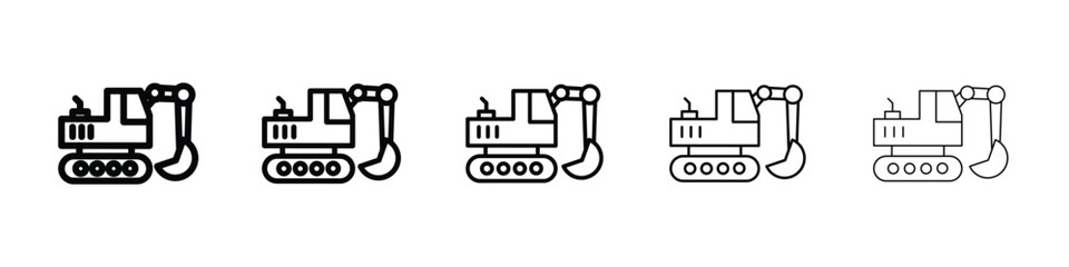 Excavator icon logo in stroke lines collection