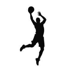 Black Silhouette Basketball Player 360 Spin Jump Shot