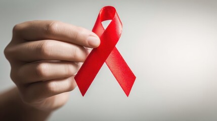 The red ribbon symbolizes awareness and support for HIV and AIDS prevention efforts.