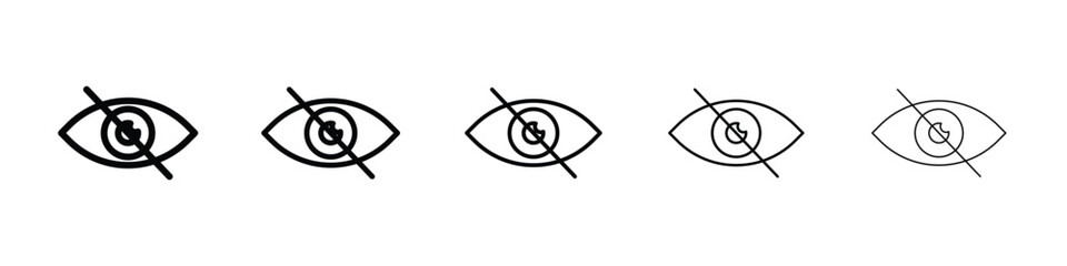 Eye crossed icon logo in stroke lines collection