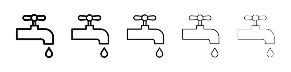 Faucet drip icon logo in stroke lines collection