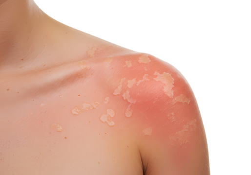 Sunburn on Shoulder isolated on transparent baackground