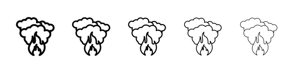 Fire smoke icon logo in stroke lines collection