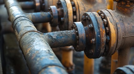 Network of old pipes in a dilapidated power plant