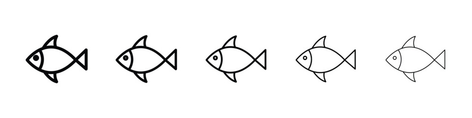 Fish icon logo in stroke lines collection
