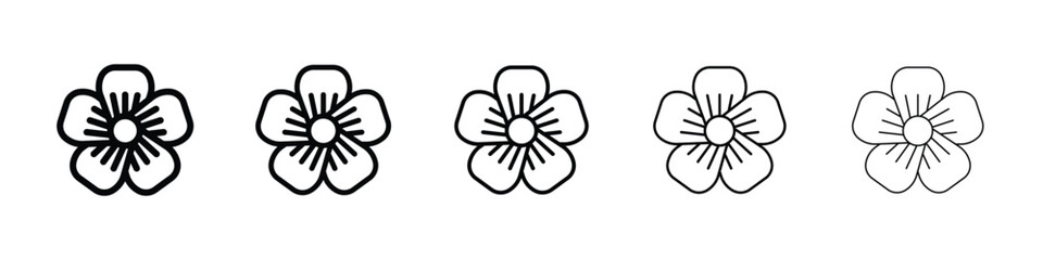Flax flower icon logo in stroke lines collection