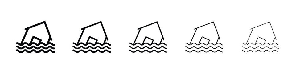Flood icon logo in stroke lines collection