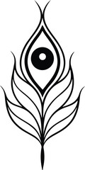 Ornamental peacock feather vector in graceful line design